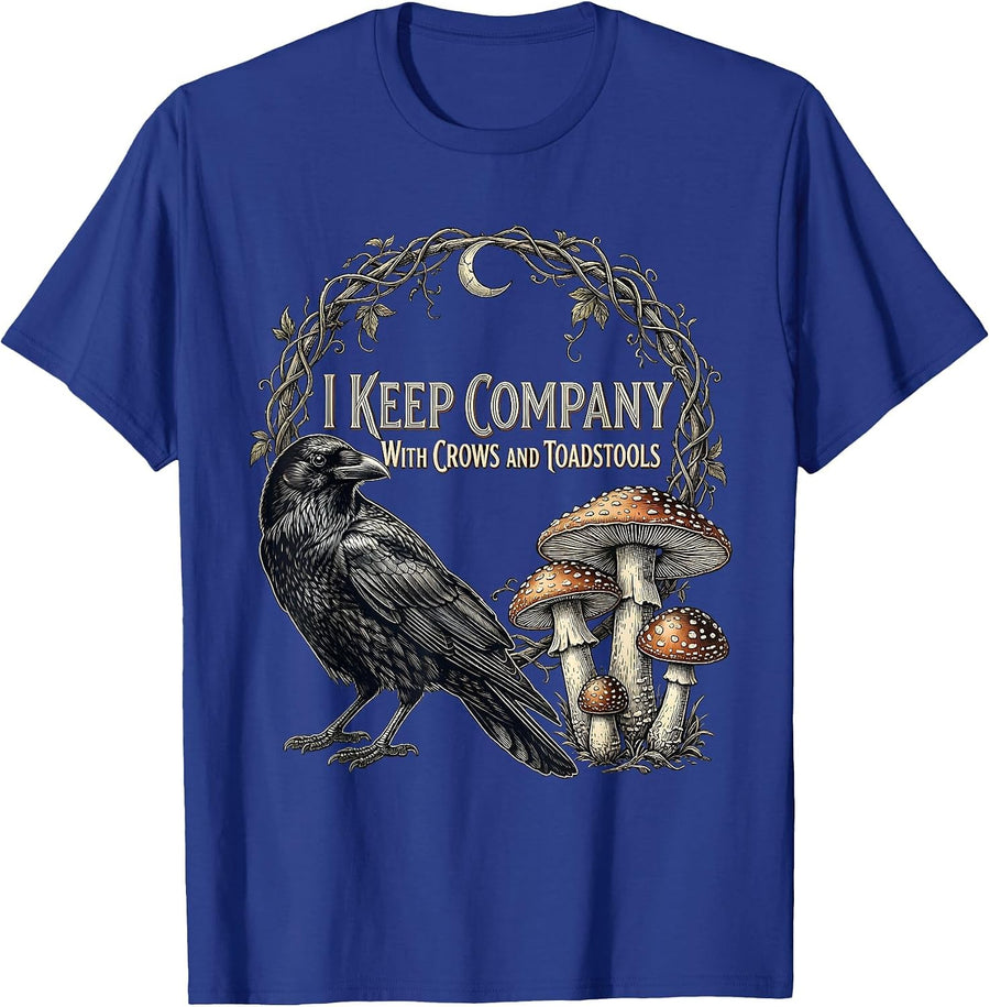 I Keep Company With Crows And Toadstools Gothic T-Shirt - Royal Blue