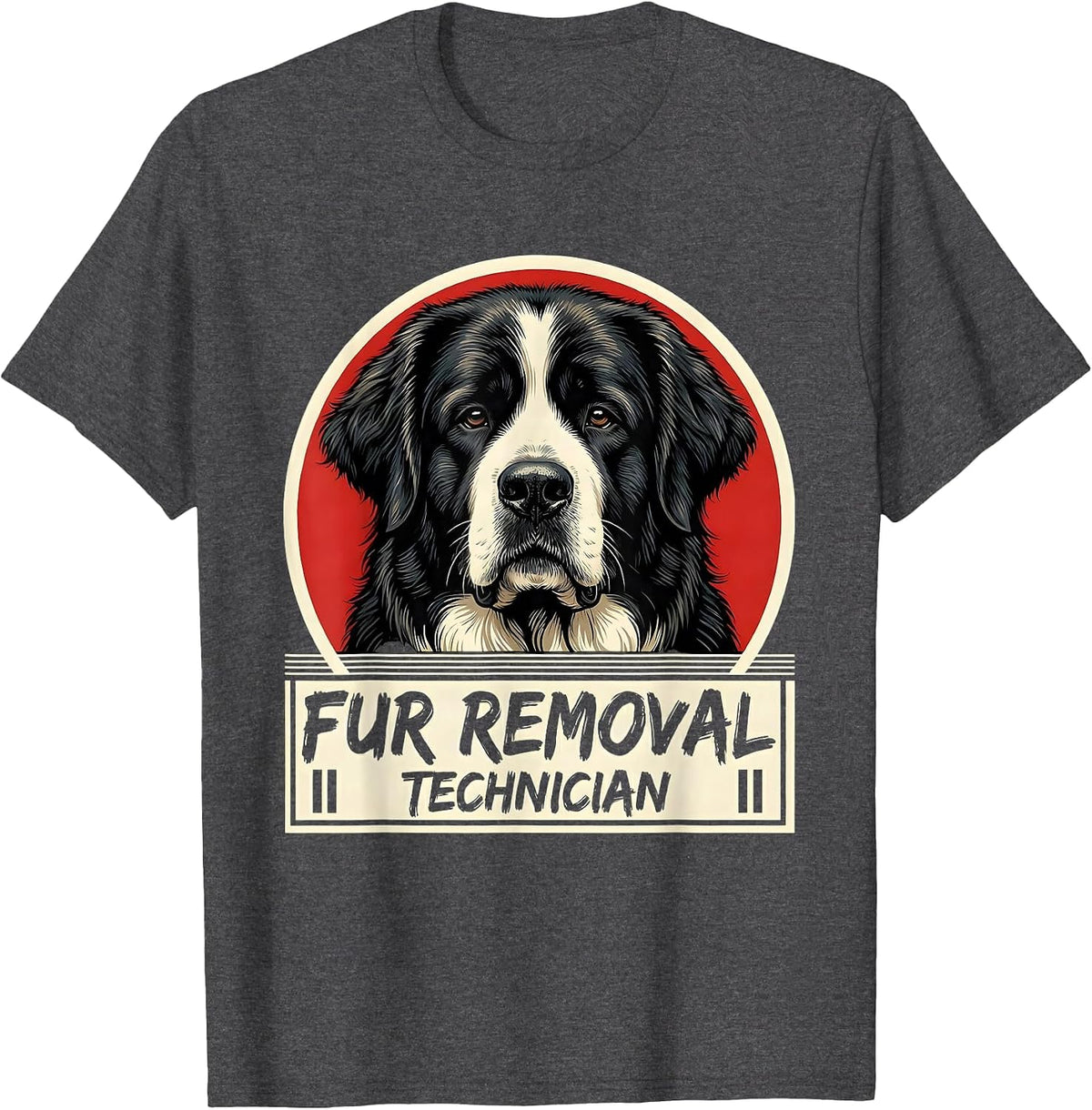 Men's Fur Removal Technician Funny Great Pyrenees Dog Owner Humor T-Shirt - Dark Heather Grey