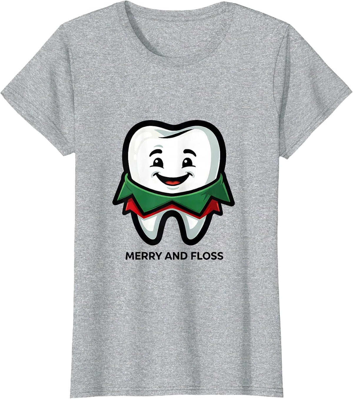 Women's Merry and Floss Funny Dental Christmas Dental Staff Crew T-Shirt - Heather Grey