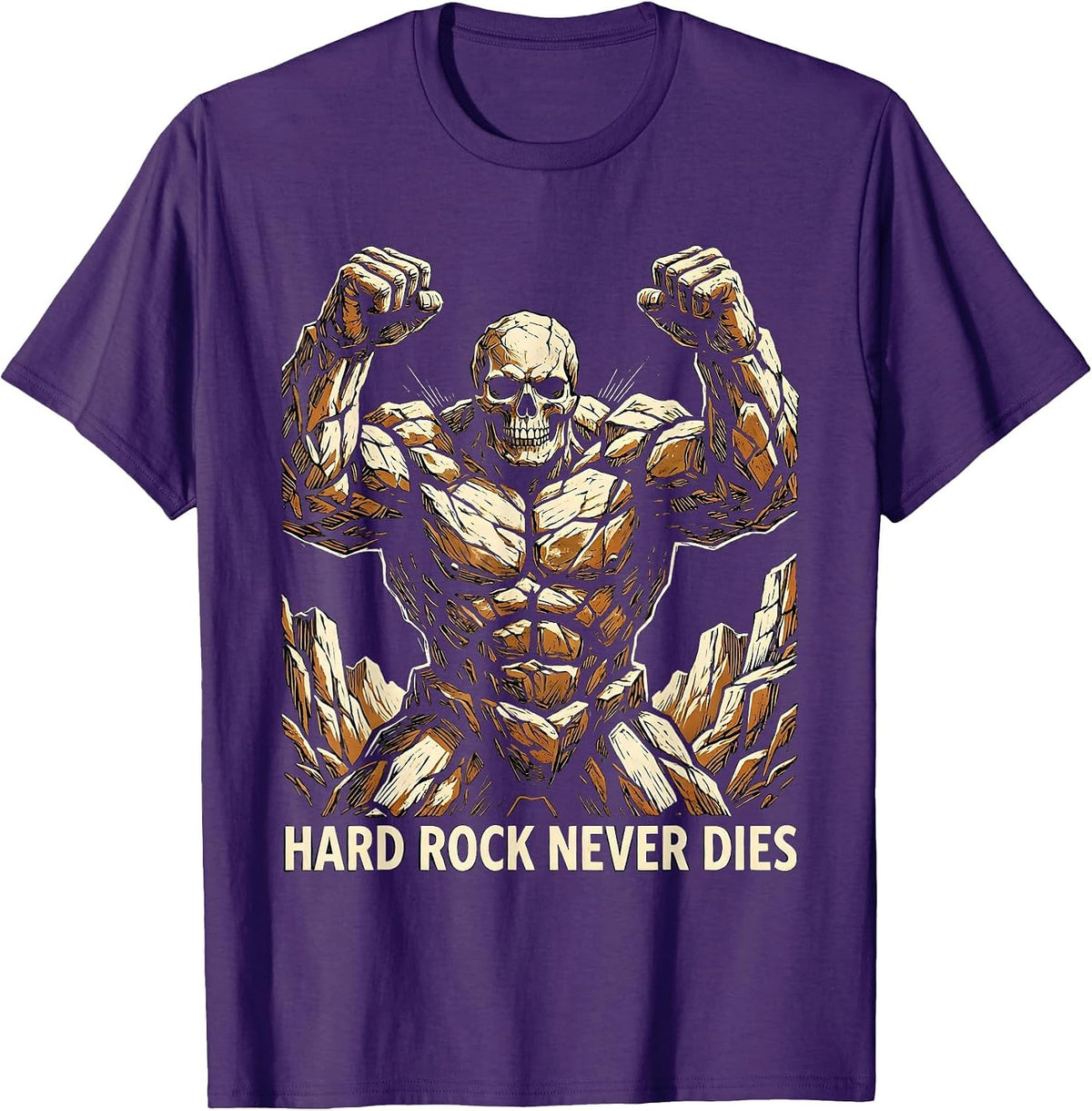 Men's Hard Rock Never Dies Bold Rock Music Design T-Shirt - Purple