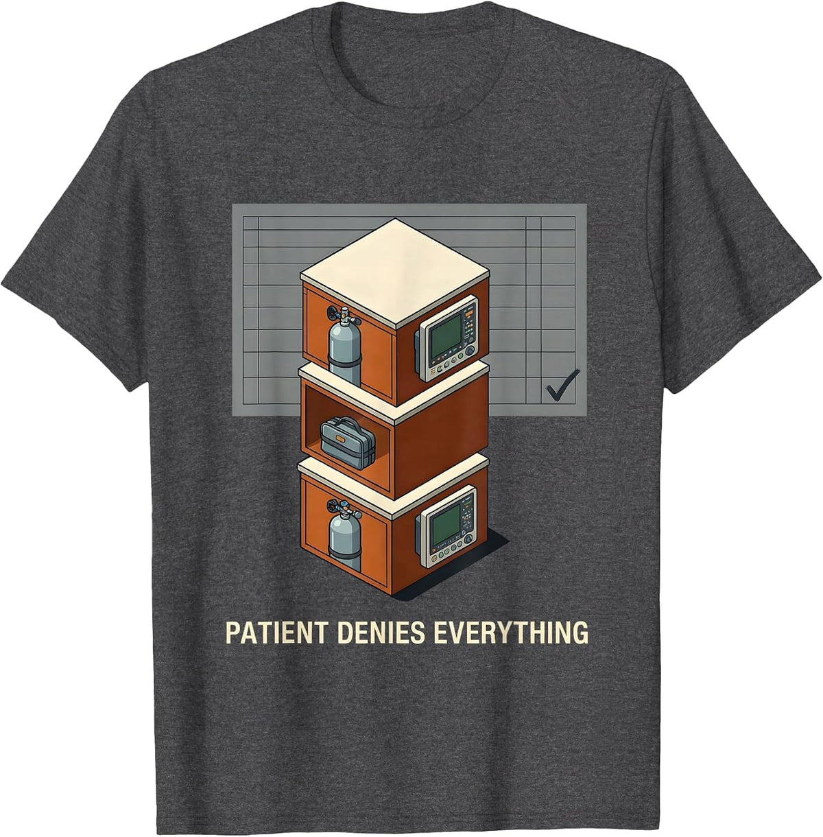 Men's Patient Denies Everything Funny EMT Paramedic First T-Shirt - Dark Heather Grey