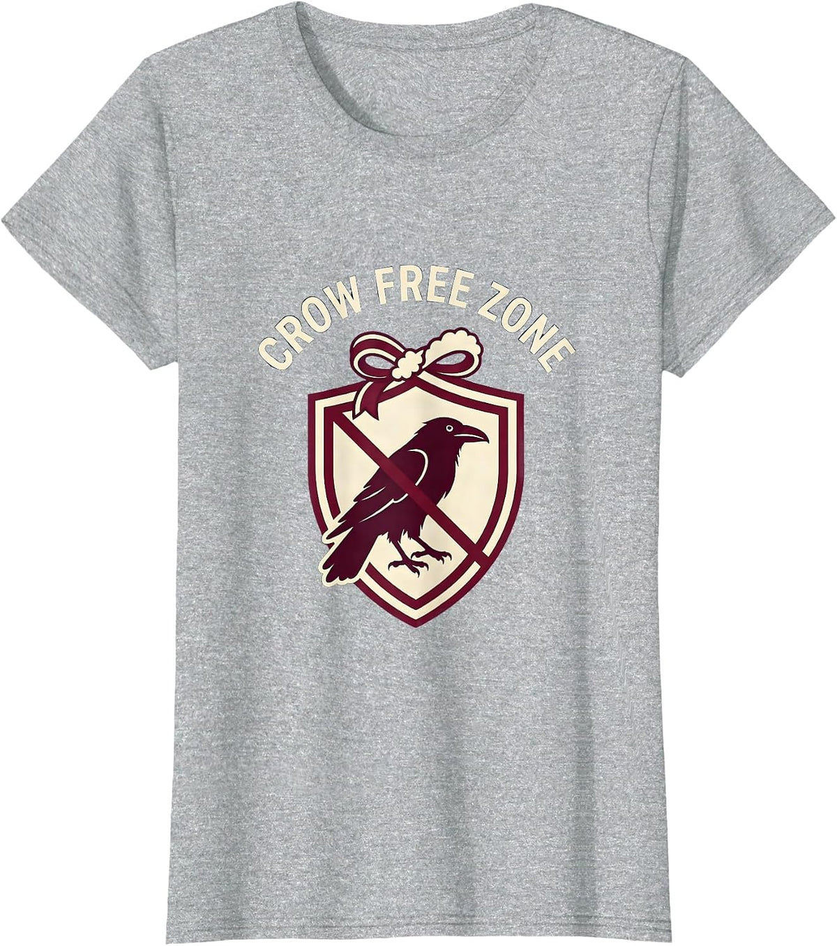 Crow Free Zone Funny Anti-Crow Design T-Shirt - Heather Grey