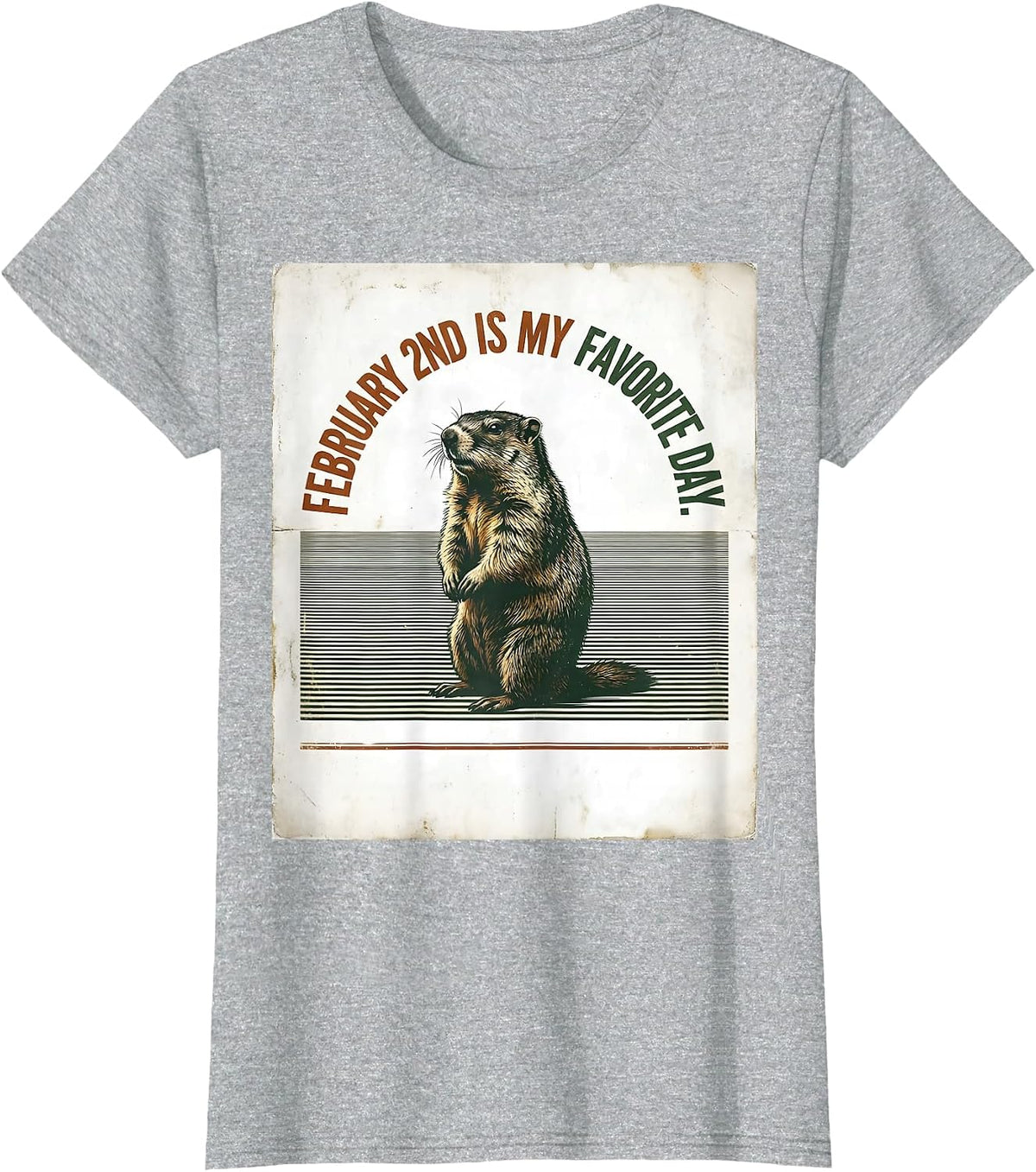 Women's February 2nd Is My Favorite Day Vintage Funny Groundhog Day T-Shirt - Heather Grey