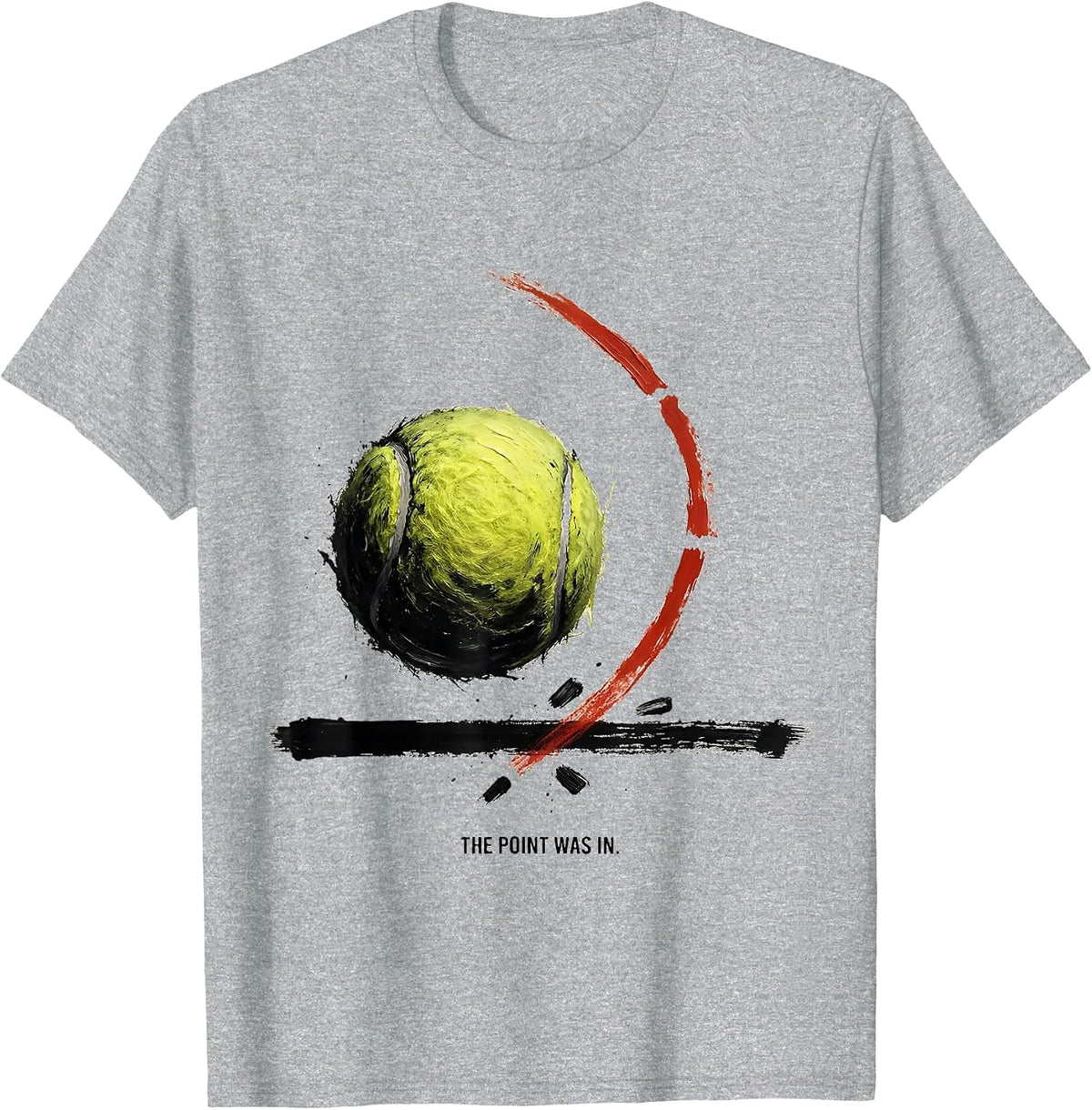 Men's The Point Was In Ink Brush Funny Tennis Player Humor T-Shirt - Heather Grey