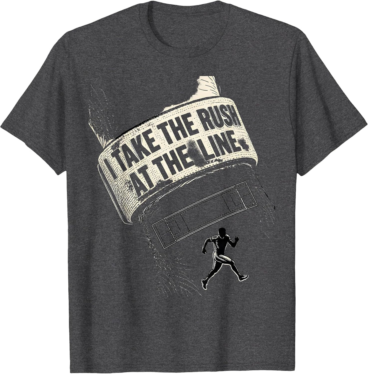 Men's I Take The Rush At The Line Funny Football Lineman Humor T-Shirt - Dark Heather Grey