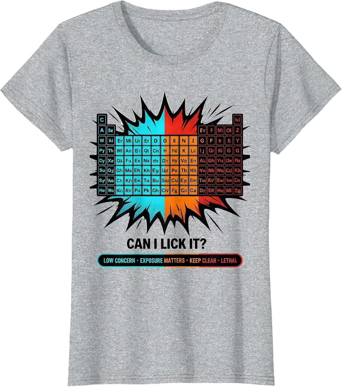 Women's Can I Lick It Periodic Table Funny Science Teacher T-Shirt - Heather Grey
