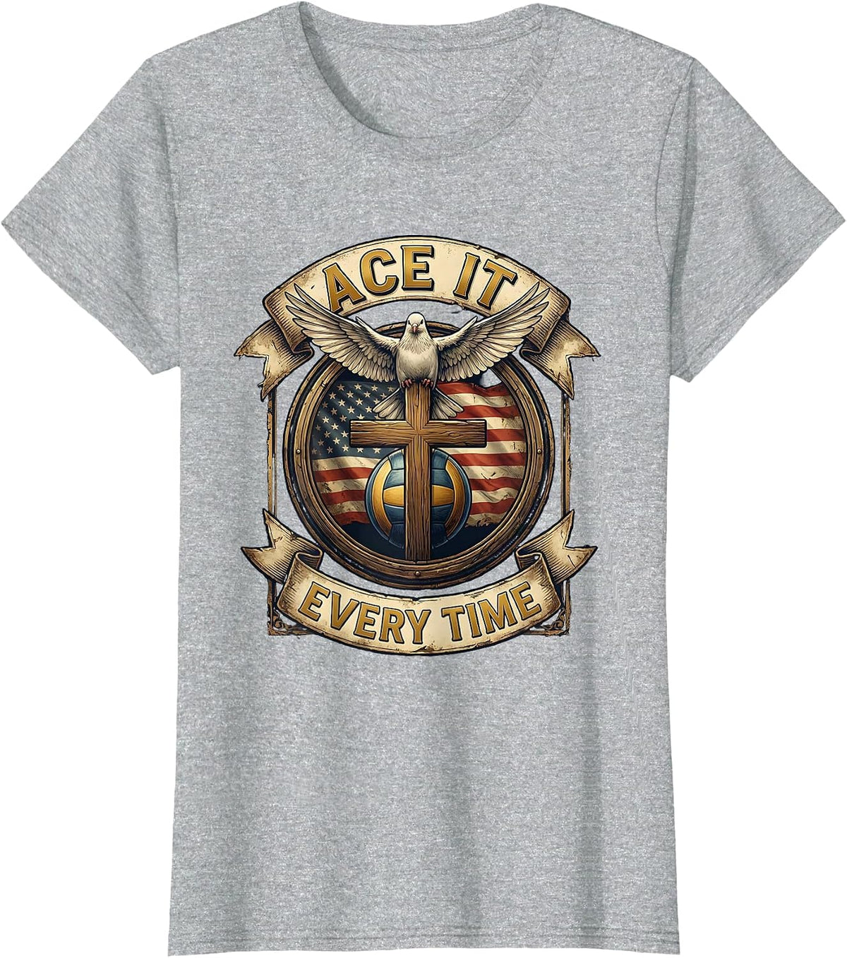Women's Ace It Every Time Volleyball Design T-Shirt - Heather Grey