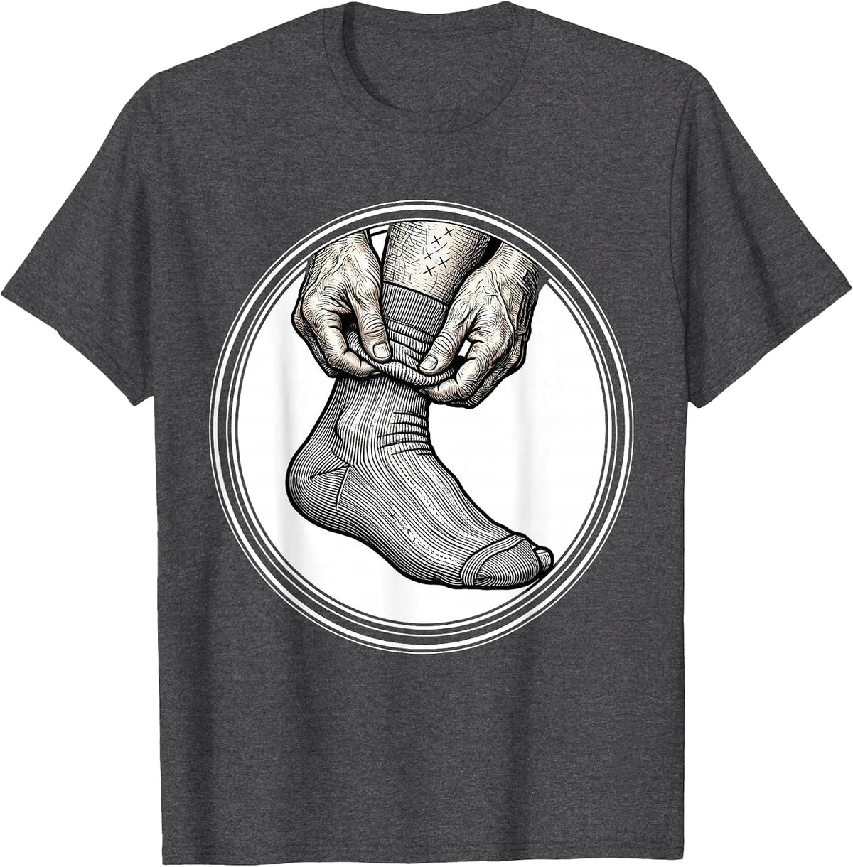 Men's Compression Socks Elderly Care Graphic Design T-Shirt - Dark Heather Grey
