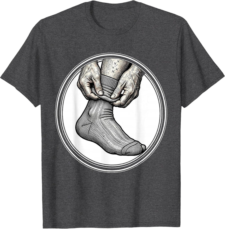 Men's Compression Socks Elderly Care Graphic Design T-Shirt - Dark Heather Grey