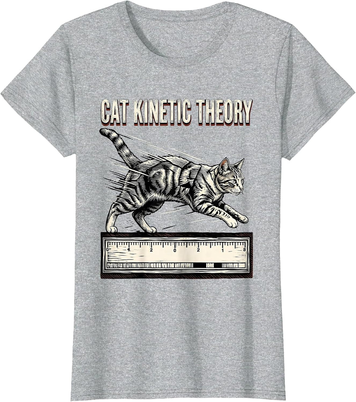 Cat Kinetic Theory Funny Cat Science Teacher Gift T-Shirt - Heather Grey