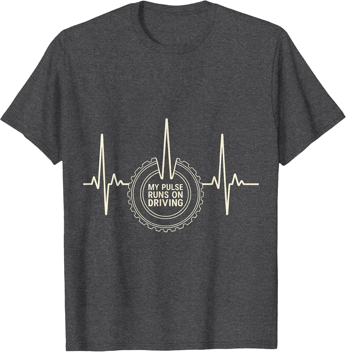 Men's My Pulse Runs On Driving Funny Car Guy Auto Mechanic Humor T-Shirt - Dark Heather Grey