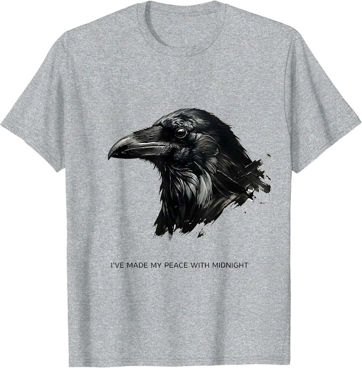 Men's I've Made My Peace With Midnight Gothic Edgar Allan Poe T-Shirt - Heather Grey