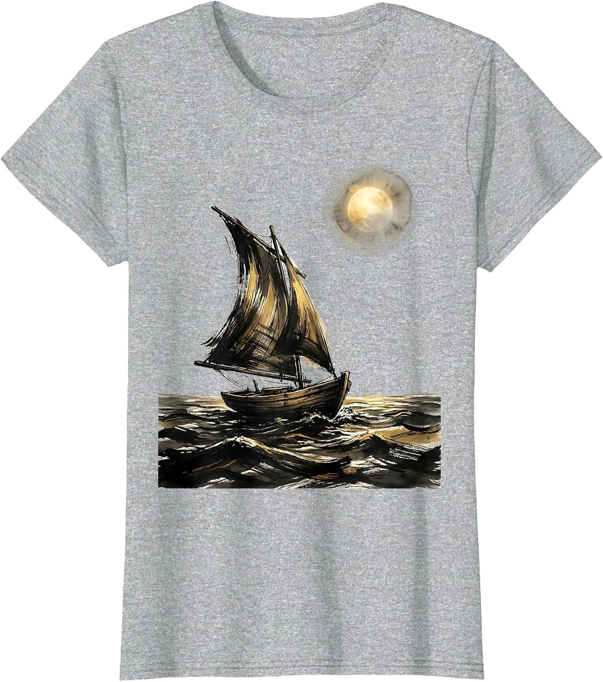Women's Faith Over Fear Boat Sailing Toward the Light T-Shirt - Heather Grey