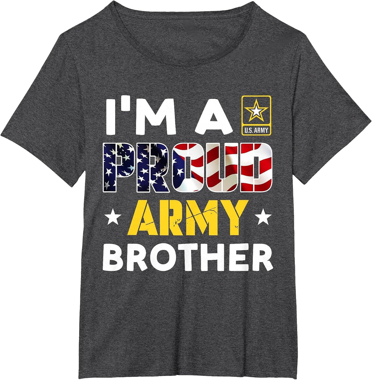 Ich bin EIN stolzer Army Brother Family Soldier Under American Flag T-Shirt - Dark Heather Grey
