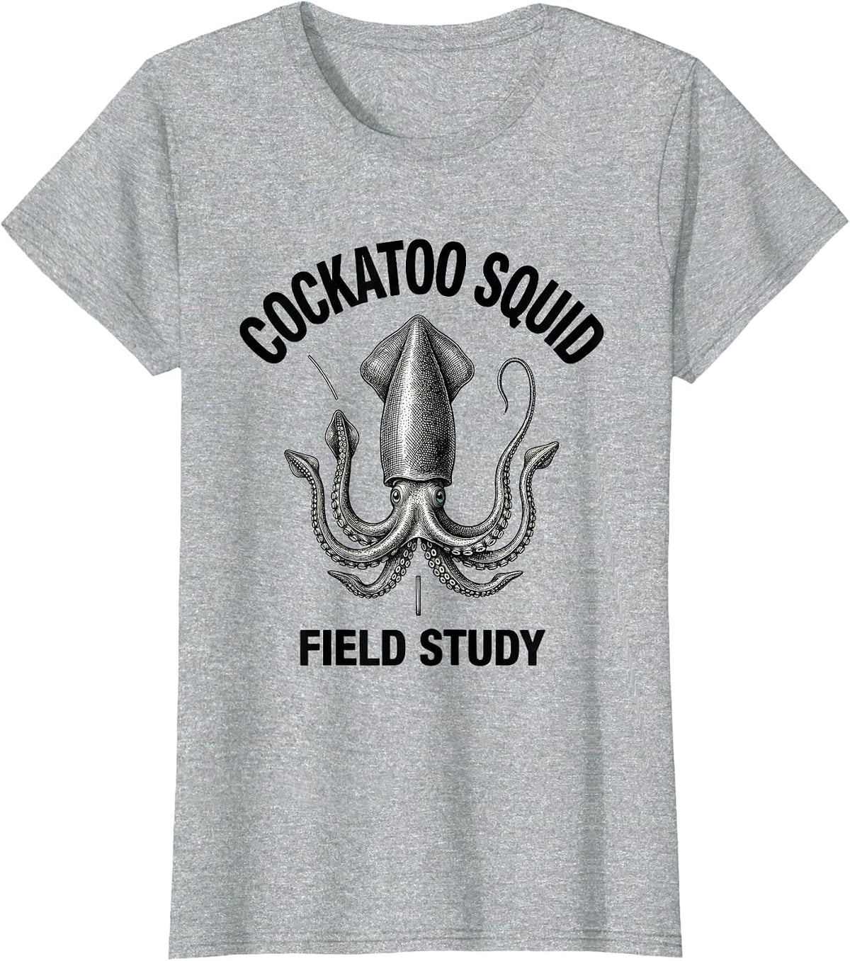 Cockatoo Squid Field Study Vintage Marine Biology Octopus T-Shirt - Heather Grey