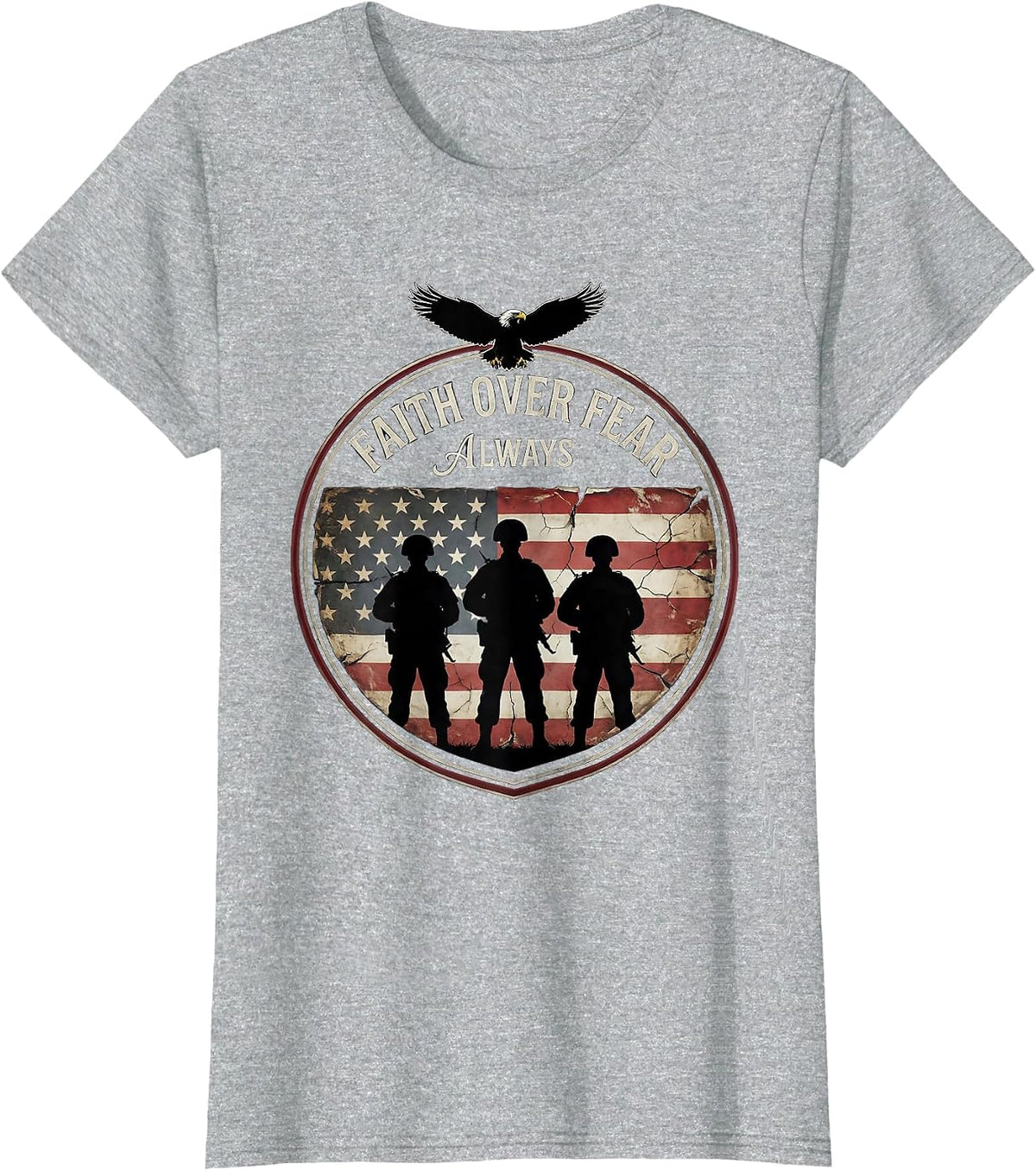 Women's Faith Over Fear Always Freedom Graphic Design T-Shirt - Heather Grey