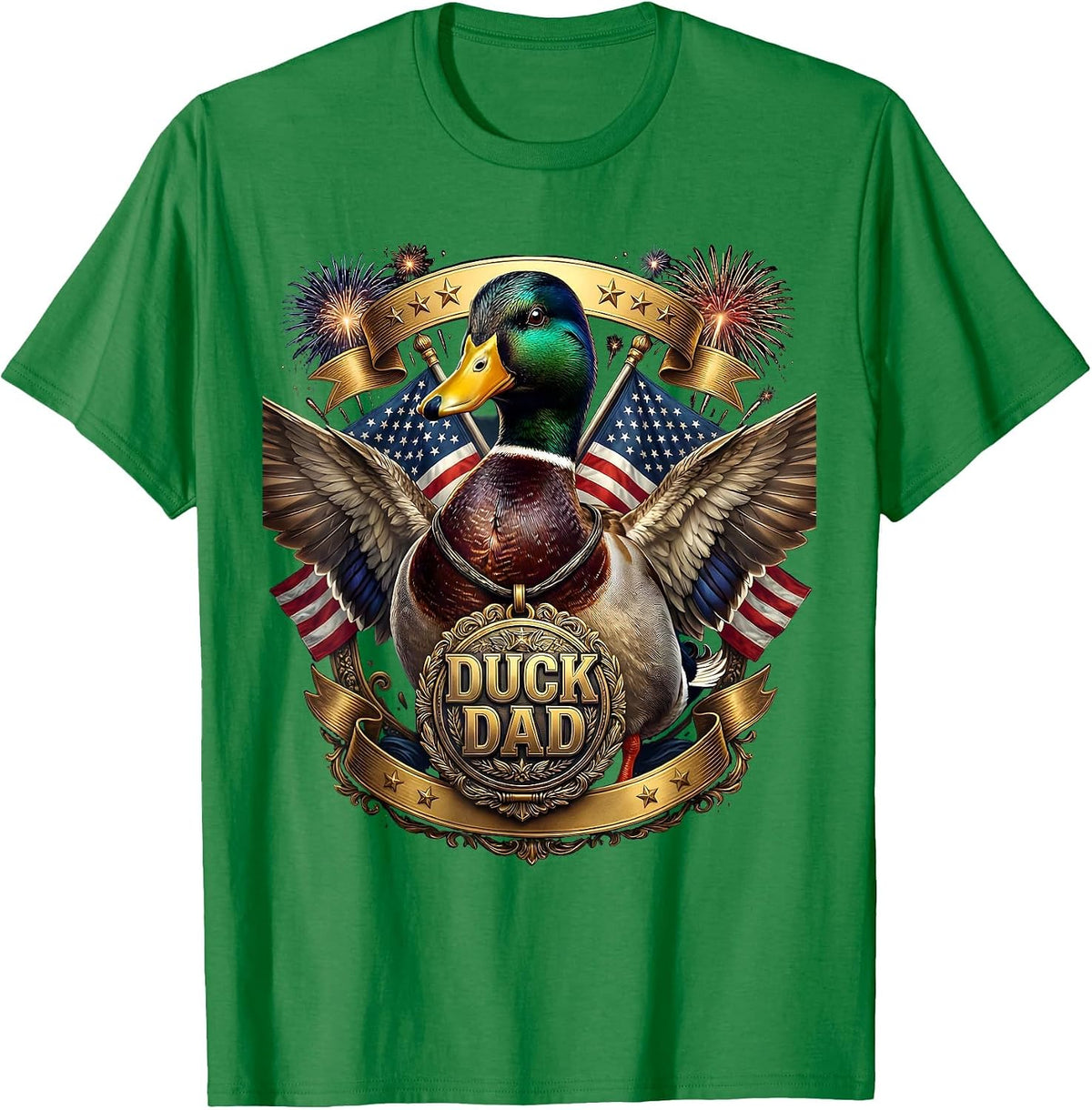 Men's Duck Dad Proud Waterfowl Father Design T-Shirt - Kelly Green