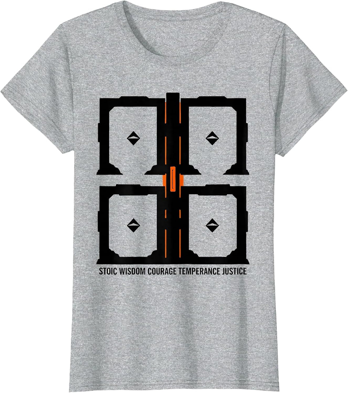Stoic Wisdom Courage Temperance Justice Stoic T-Shirt - Heather Grey