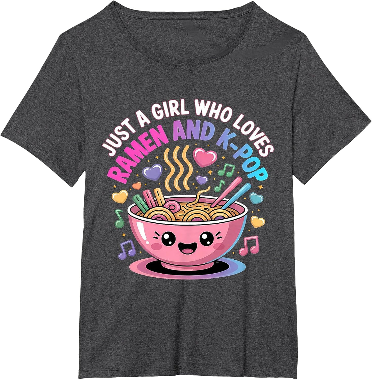 Just A Girl Who Loves Ramen and K-Pop Girl Kpop K Pop T-Shirt - Dark Heather Grey
