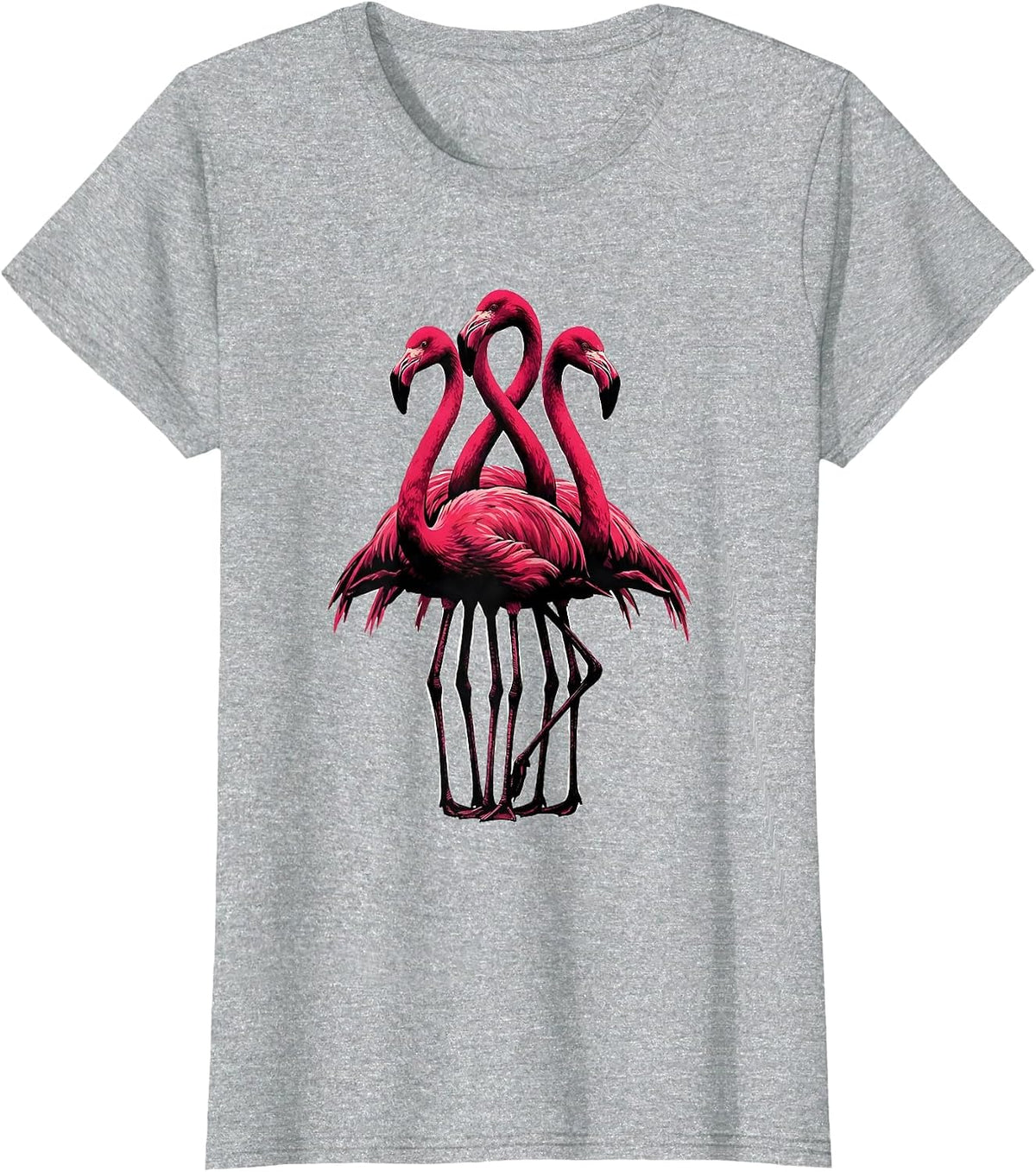 Flamingo Braided Cluster Silhouette Bird Lover Humor T-Shirt - Heather Grey