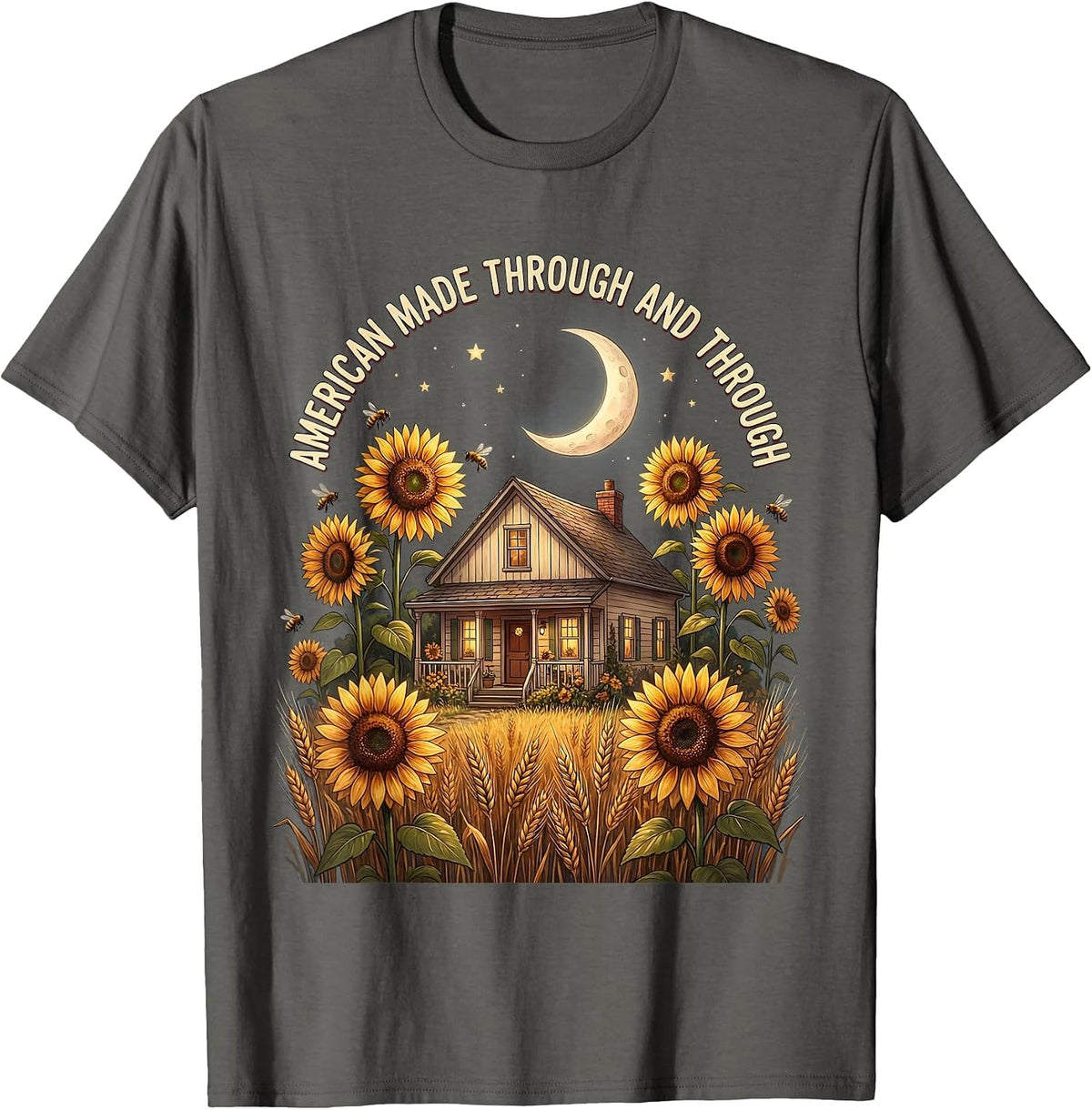 Men's American Made Through and Through Patriotic Design T-Shirt - Asphalt Grey