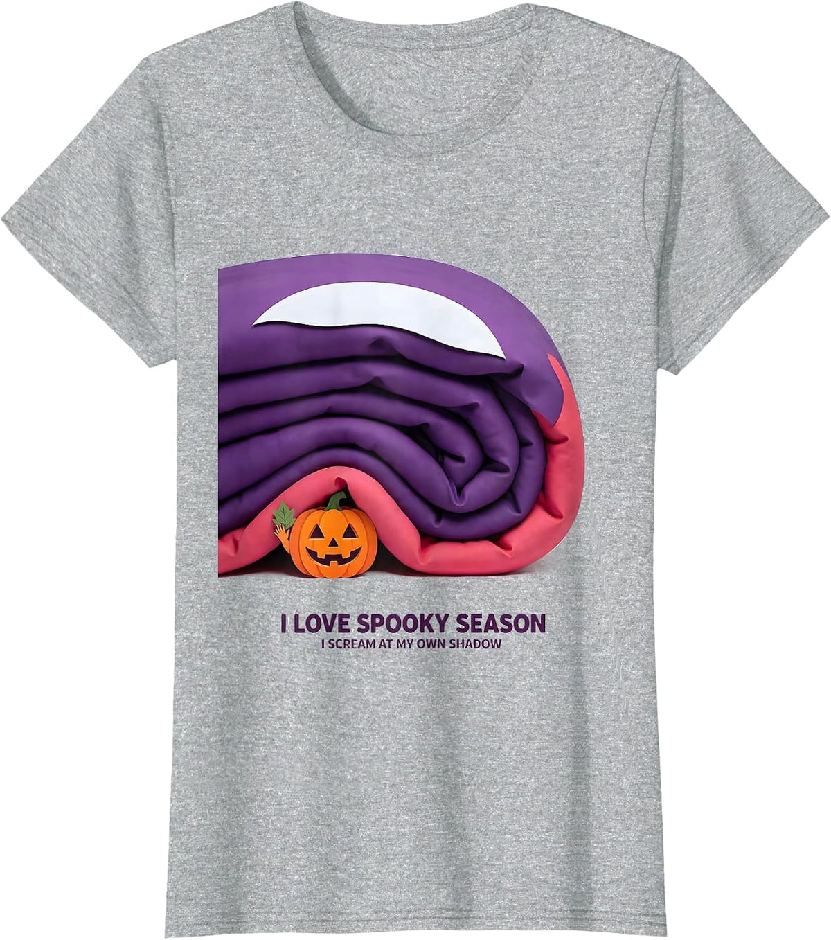 I Love Spooky Season I Scream At My Own Shadow Funny T-Shirt - Heather Grey