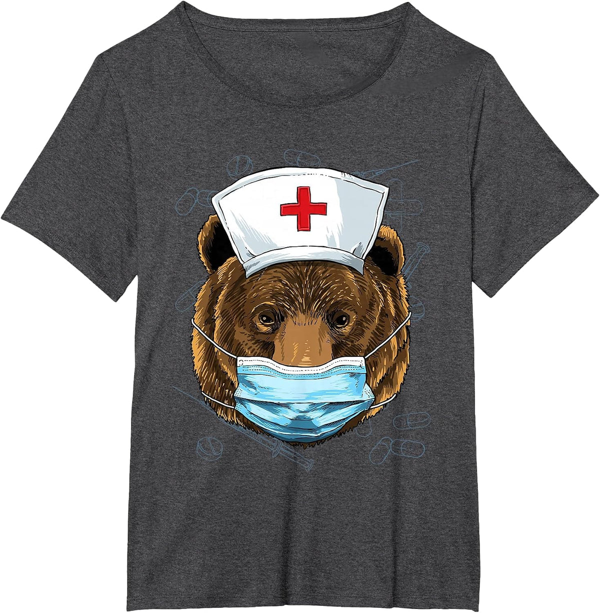 Hospital Grizzly Bear ER Nurse RN LPN Nurse Life Bear Lover T-Shirt - Dark Heather Grey