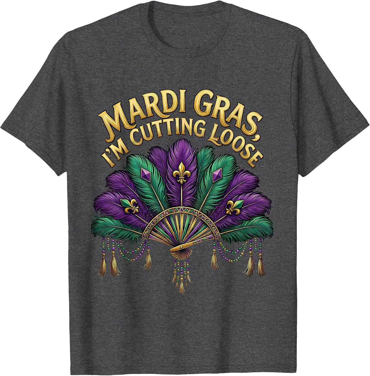 Men's Mardi Gras, I’m Cutting Loose Festive Carnival Party Humor T-Shirt - Dark Heather Grey