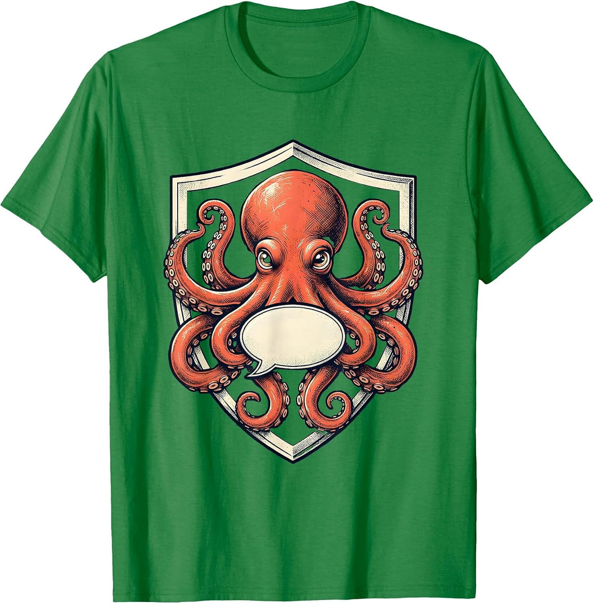 Men's Heraldic Octopus Emblem Marine Biology Enthusiast T-Shirt - Kelly Green
