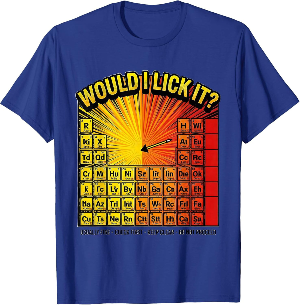 Men's Would I Lick It? Funny Periodic Table Science Teacher T-Shirt - Royal Blue