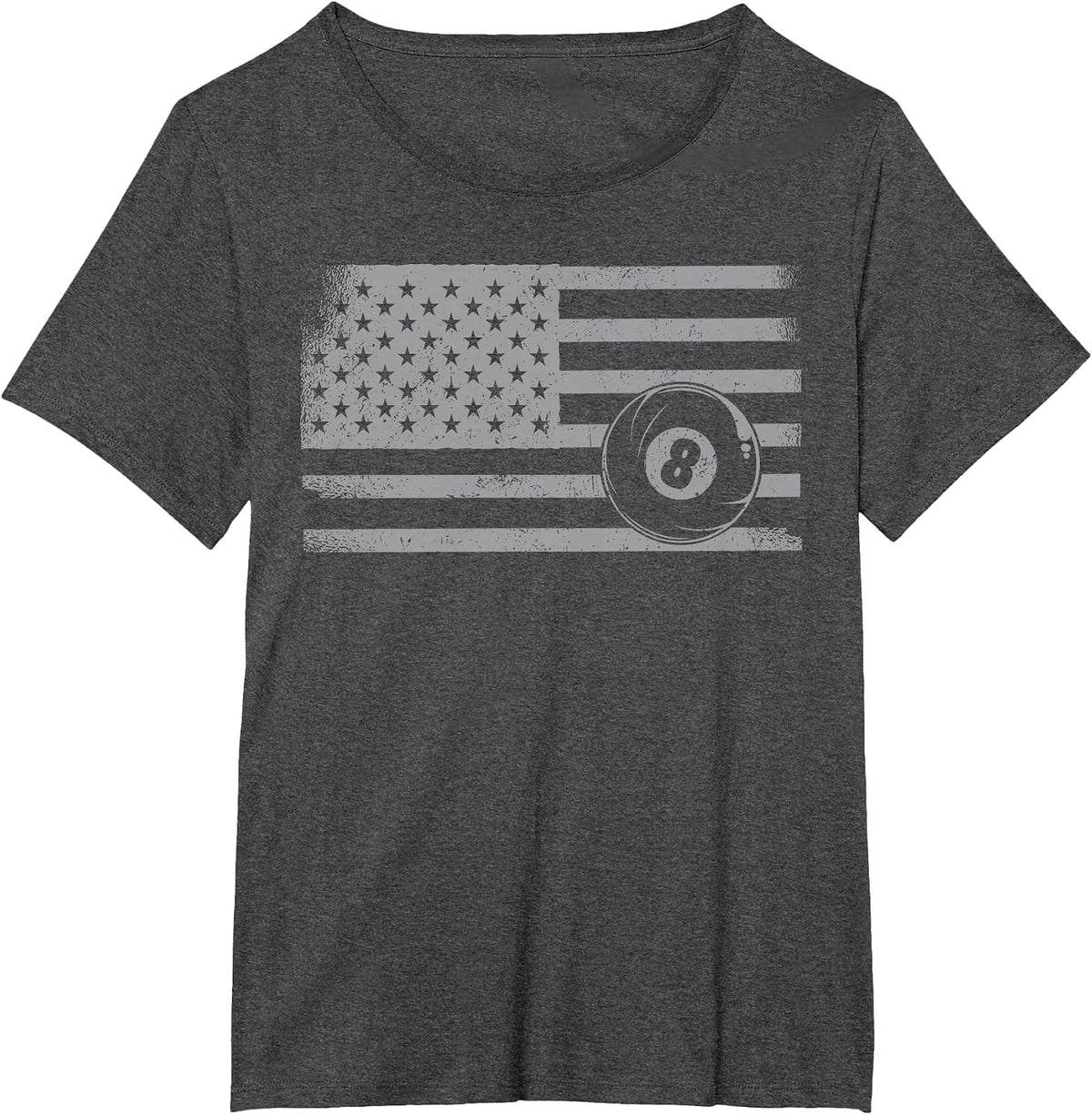 Billiards Pool Player Ball American Flag Vintage 8 Ball T-Shirt - Dark Heather Grey
