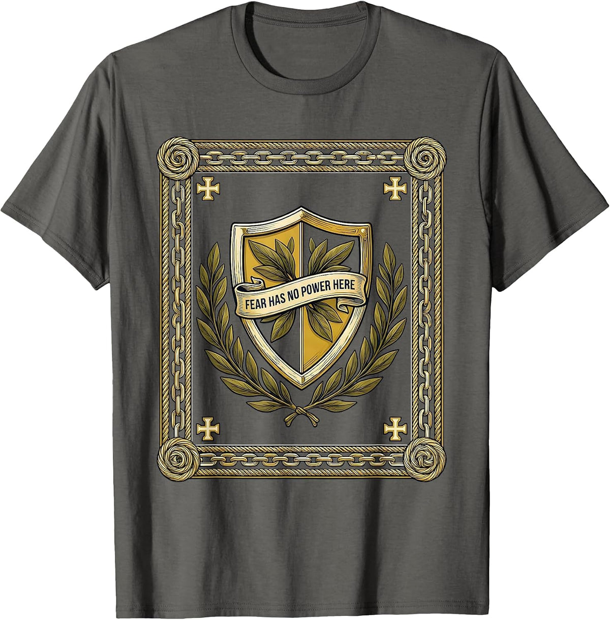 Men's Faith Over Fear Has No Power Here Design T-Shirt - Asphalt Grey