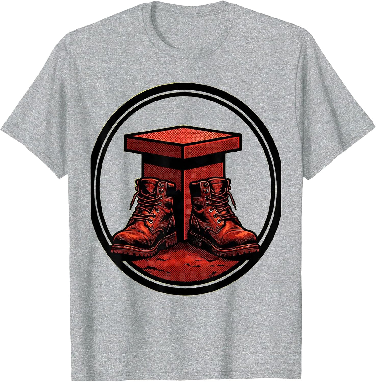 Men's Working Boots Behind the Podium Political Graphic T-Shirt - Heather Grey