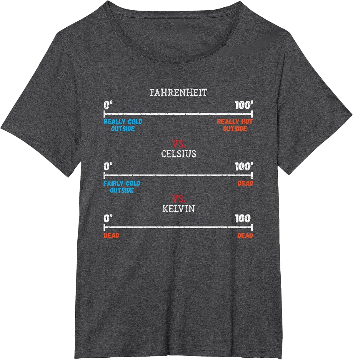 Fahrenheit vs Celsius vs Kelvin Science Humour Chemistry T-Shirt - Dark Heather Grey