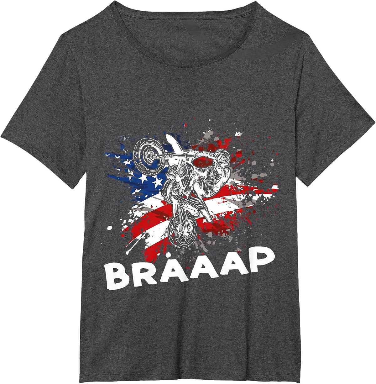 Motocross Dirt Bike Dirtbike MX Motocross US Flag Braaap T-Shirt - Dark Heather Grey