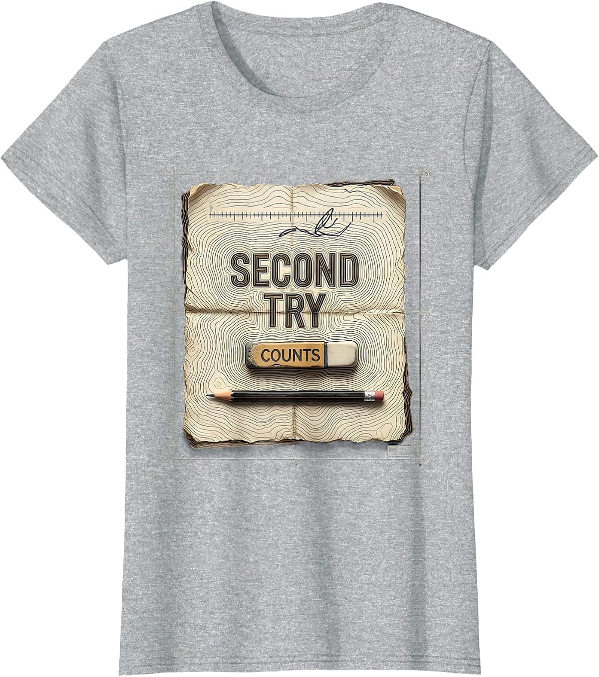 Second Try Counts Growth Mindset Teacher Classroom T-Shirt - Heather Grey