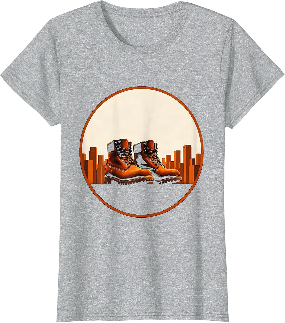 Labor Day Worker Boots City Skyline Illustration T-Shirt - Heather Grey