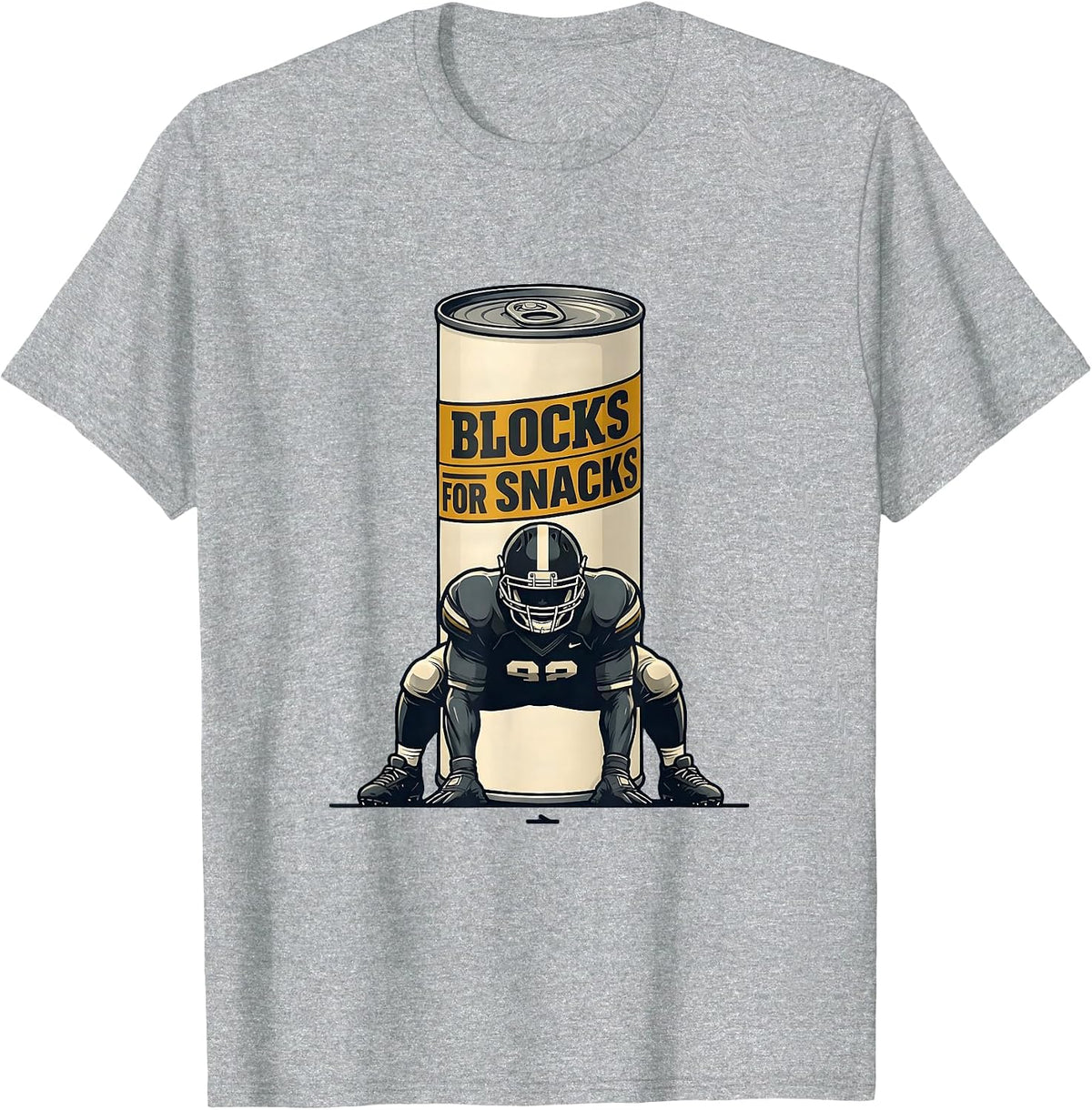 Men's Blocks For Snacks Funny Football Lineman Humor T-Shirt - Heather Grey