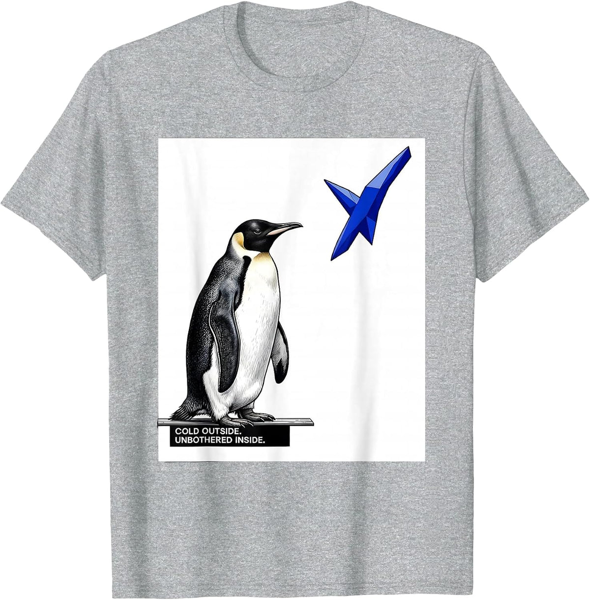 Men's Cold Outside. Unbothered Inside. Funny Penguin Lover Humor T-Shirt - Heather Grey