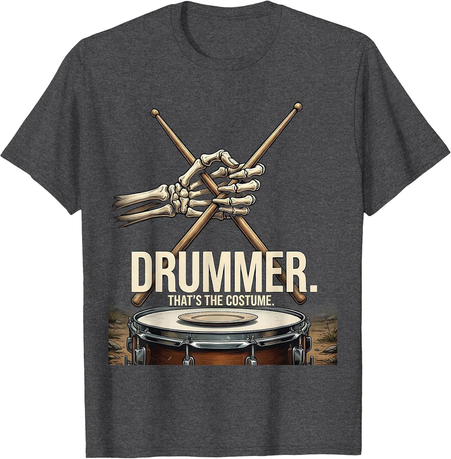 Men's Drummer. That's The Costume Punk Rock Skeleton Halloween T-Shirt - Dark Heather Grey
