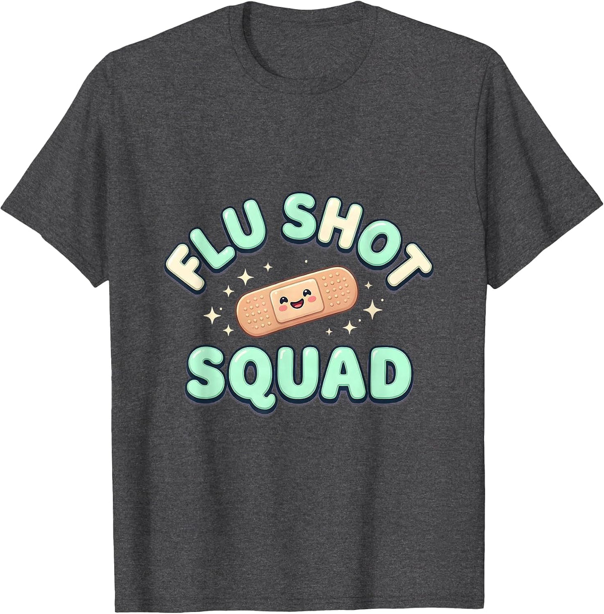 Flu Shot Squad Cute Nurse Doctor Vaccine Humor T-Shirt - Dark Heather Grey