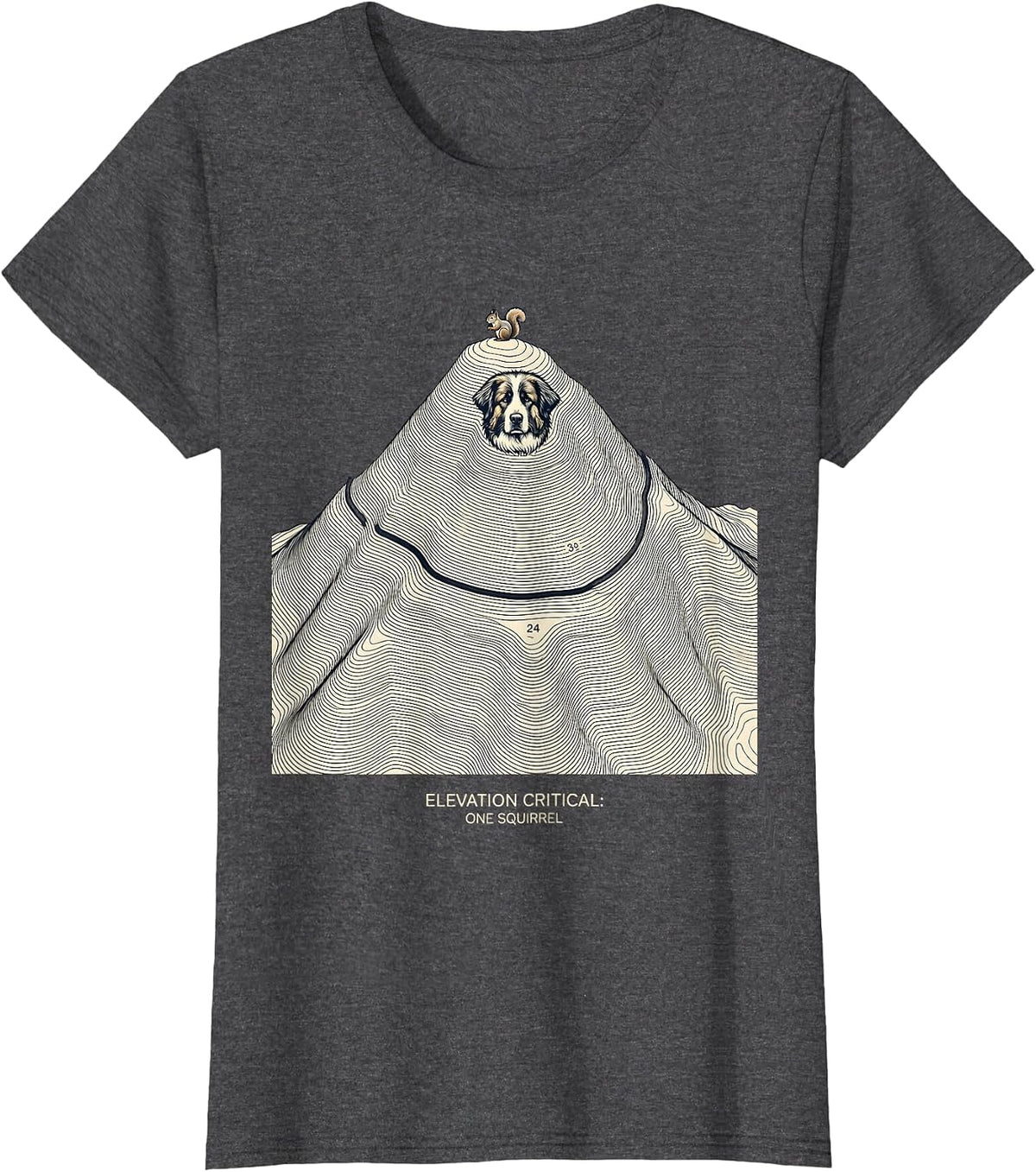 Women's Elevation Critical: One Squirrel Great Pyrenees Dog Owner T-Shirt - Dark Heather Grey
