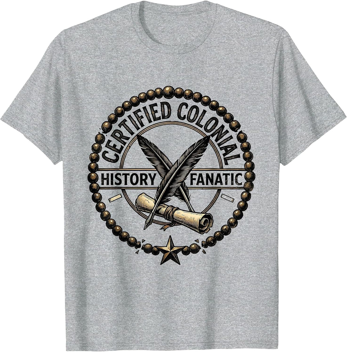 Men's Certified Colonial History Fanatic Funny History Teacher T-Shirt - Heather Grey