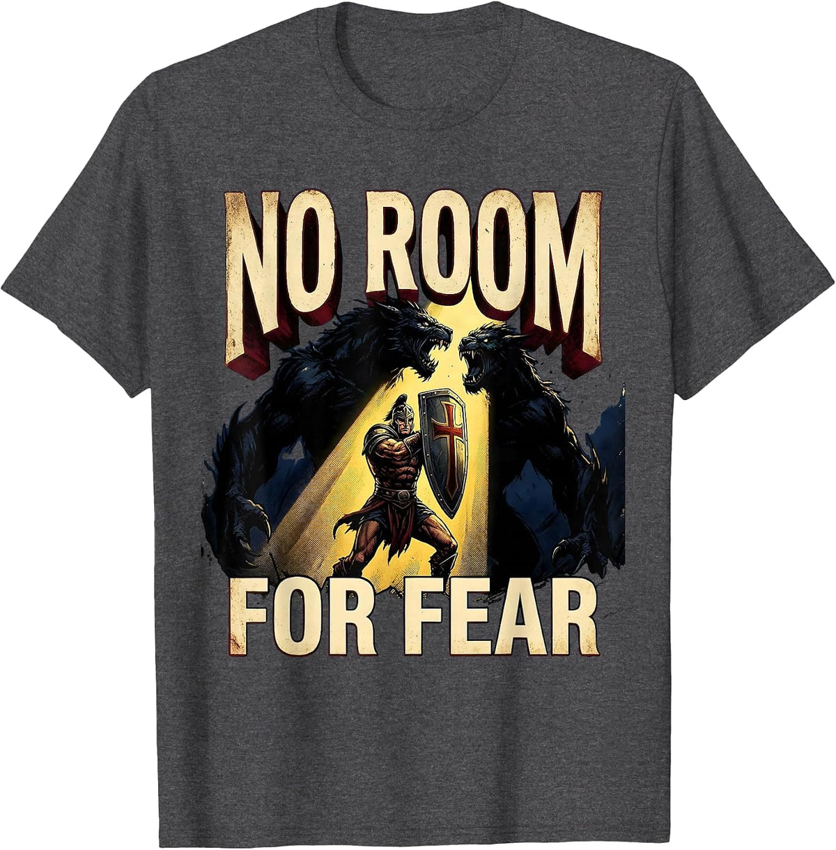 Men's No Room For Fear Faith Over Fear Graphic Design T-Shirt - Dark Heather Grey