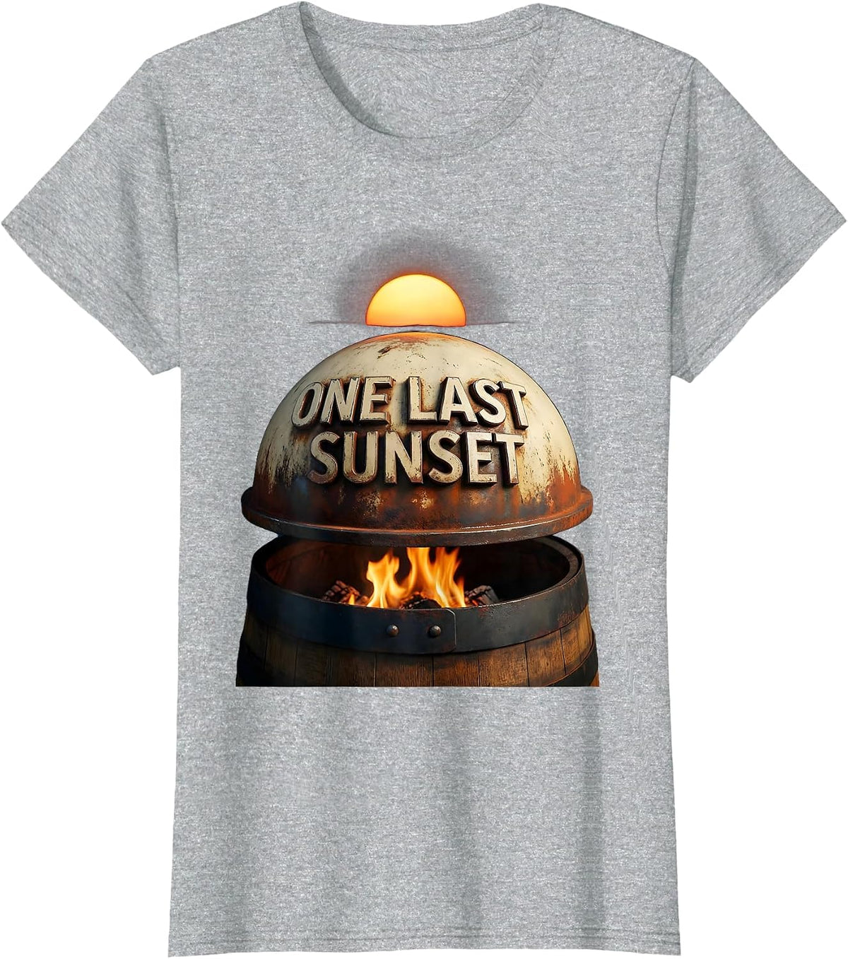 One Last Sunset Vintage BBQ Grill Dad Last Cookout Of Summer T-Shirt - Heather Grey