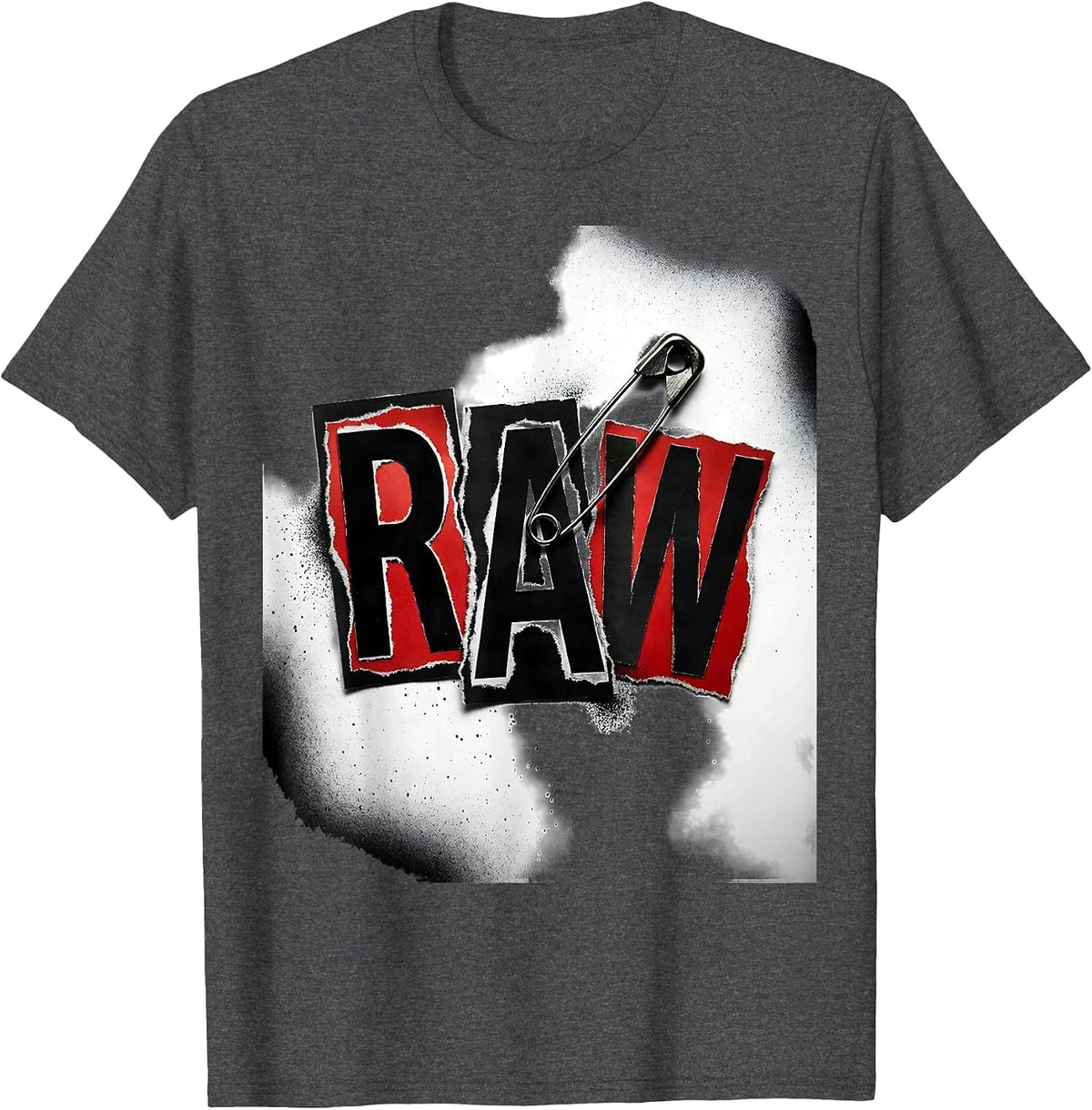 Men's RAW Punk Metal Graffiti Street-Art Style Graphic Humor T-Shirt - Dark Heather Grey