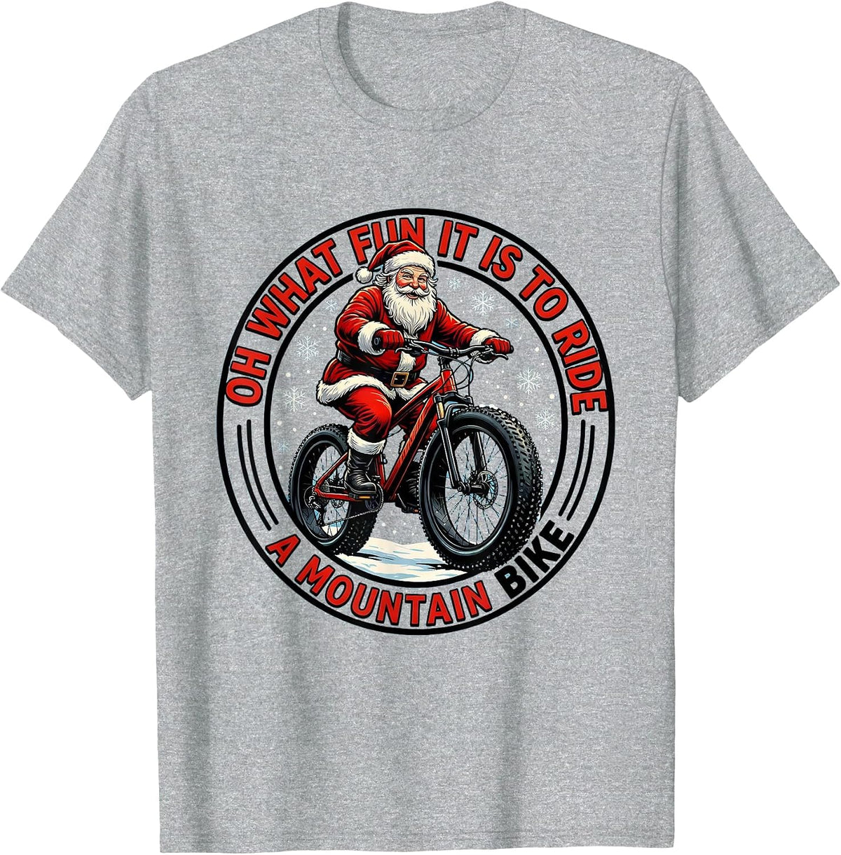 Men's Oh What Fun It Is To Ride A Mountain Bike Biker T-Shirt - Heather Grey