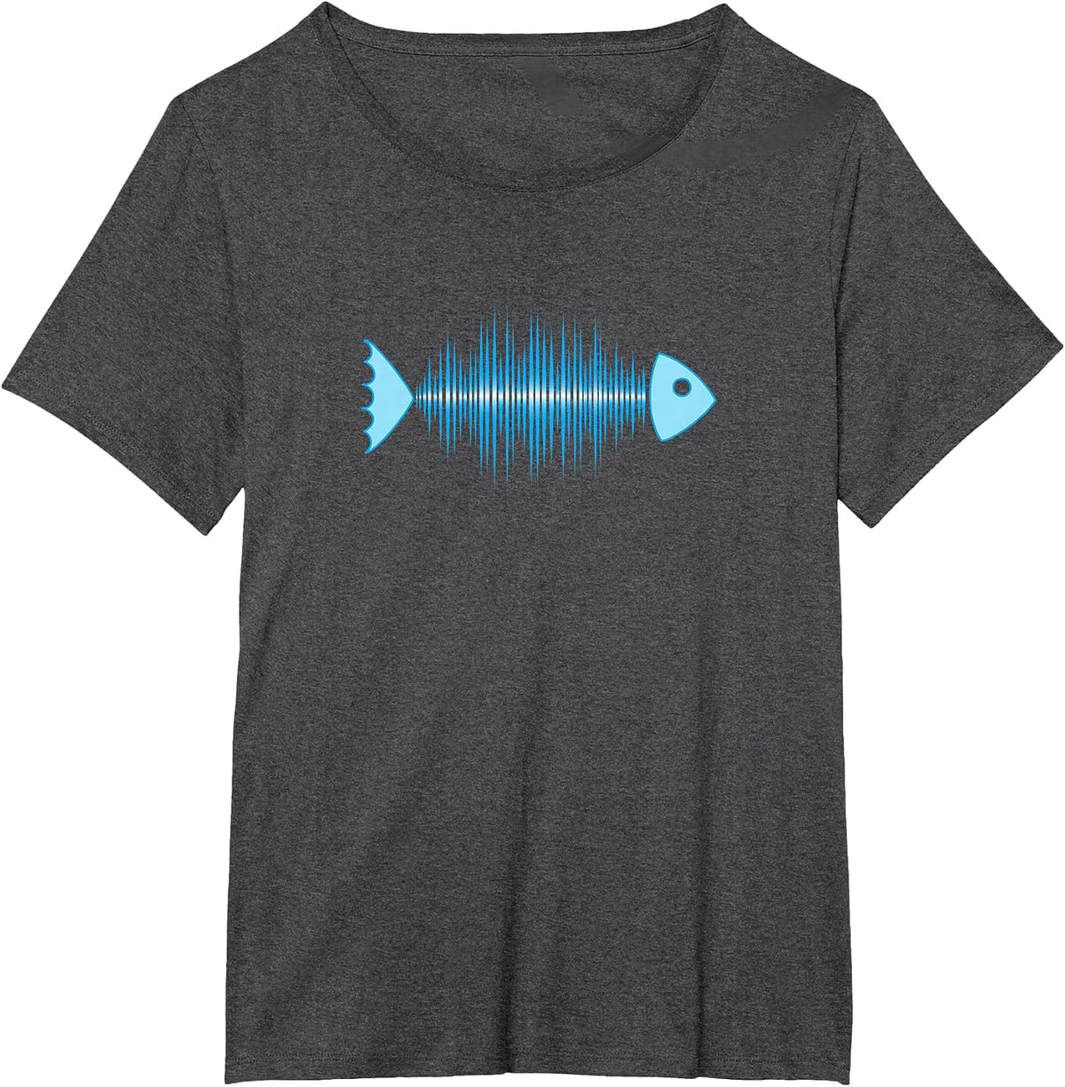 Fish Radiated Music Symbol Sound Frequency Pulse Herringbone T-Shirt - Dark Heather Grey