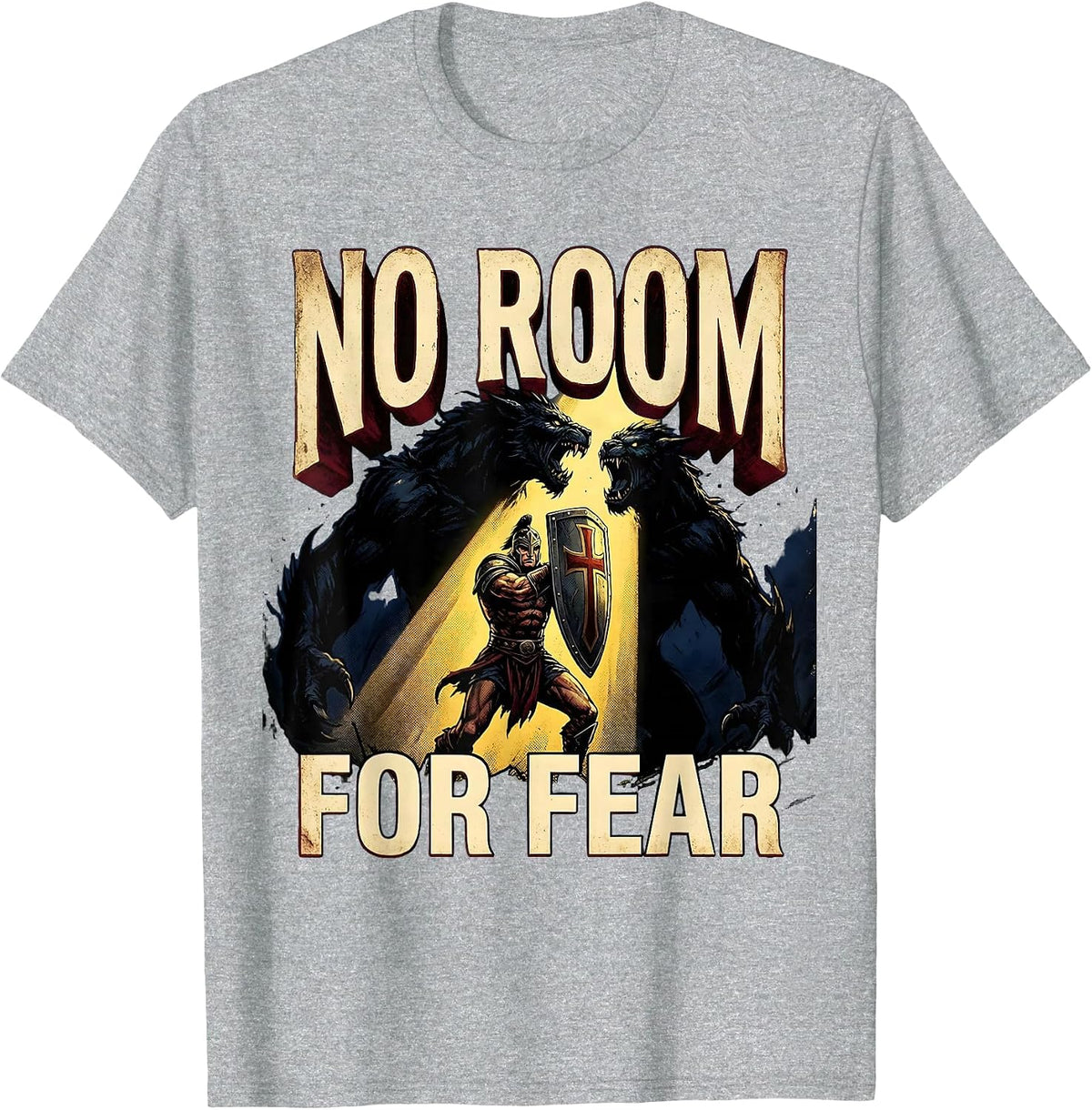 Men's No Room For Fear Faith Over Fear Graphic Design T-Shirt - Heather Grey