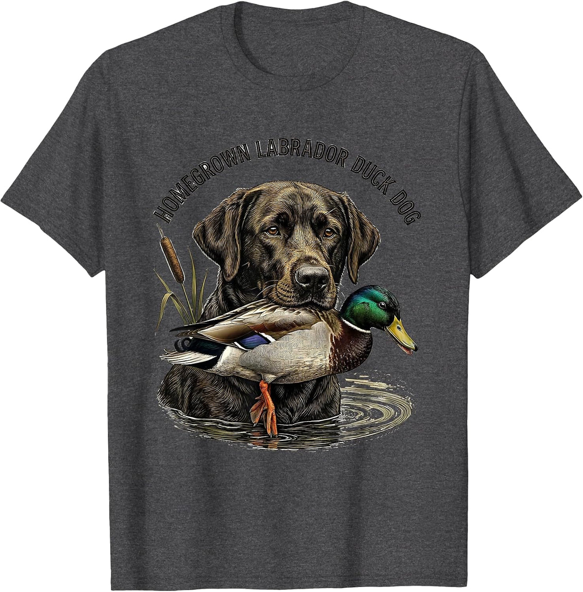 Men's Homegrown Labrador Duck Dog Hunting Labrador Retriever T-Shirt - Dark Heather Grey